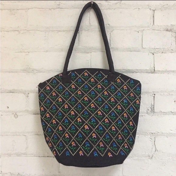 Black Patterned Tote Bag - Picture 6 of 6